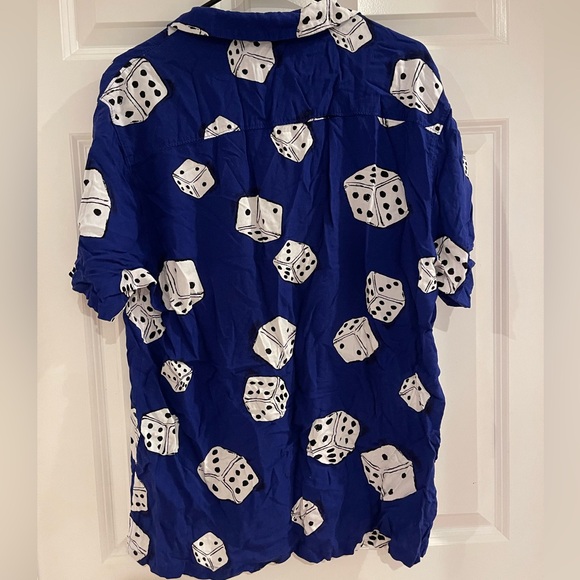 Blue Dice Print Men's button Shirt - Picture 4 of 4